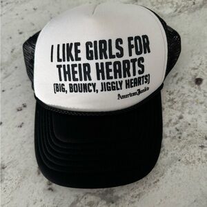 “I like girls for their hearts” trucker hat